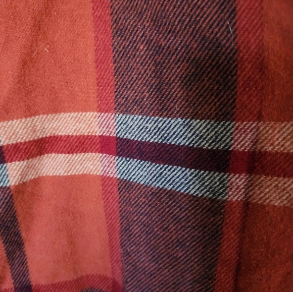 Plaid Zip-Up Jacket in Reddish Orange and Blue - Picture 6 of 8